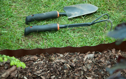 Brown Crinkled Flexible Lawn Edging, 20cm Height
