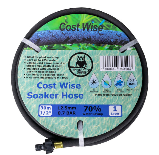 Porous Pipe Soaker Hose with Fitted Connectors - 30m