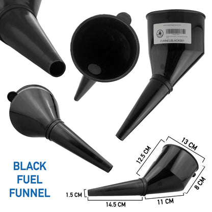 BLACK Car Fuel Funnel FILTERED Full FLOW Spout, Diesel, Screen Wash, Petrol