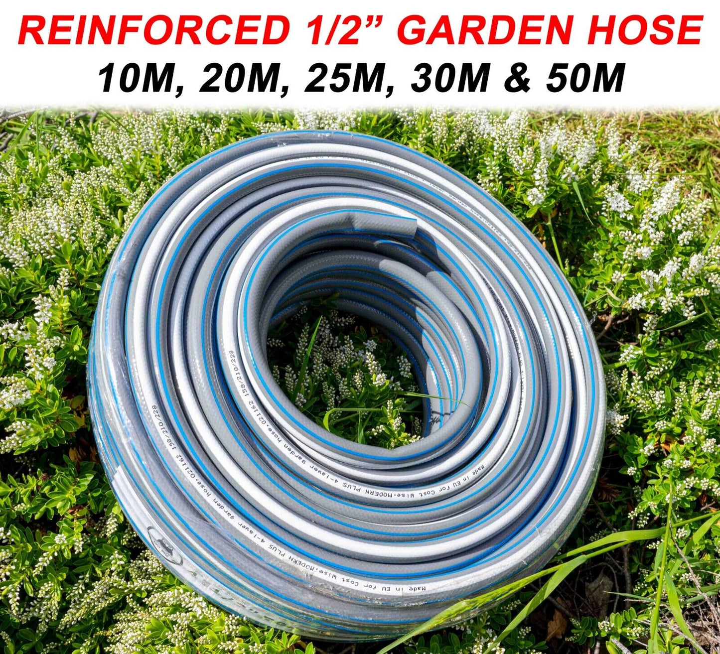 Grey Reinforced 4 Layer Garden Hosepipe (1m - 50m)