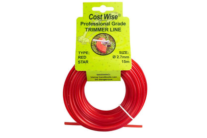 Red STAR Strimmer Line CORD Strong 15M For Petrol Strimmers , up to 3MM THICK!