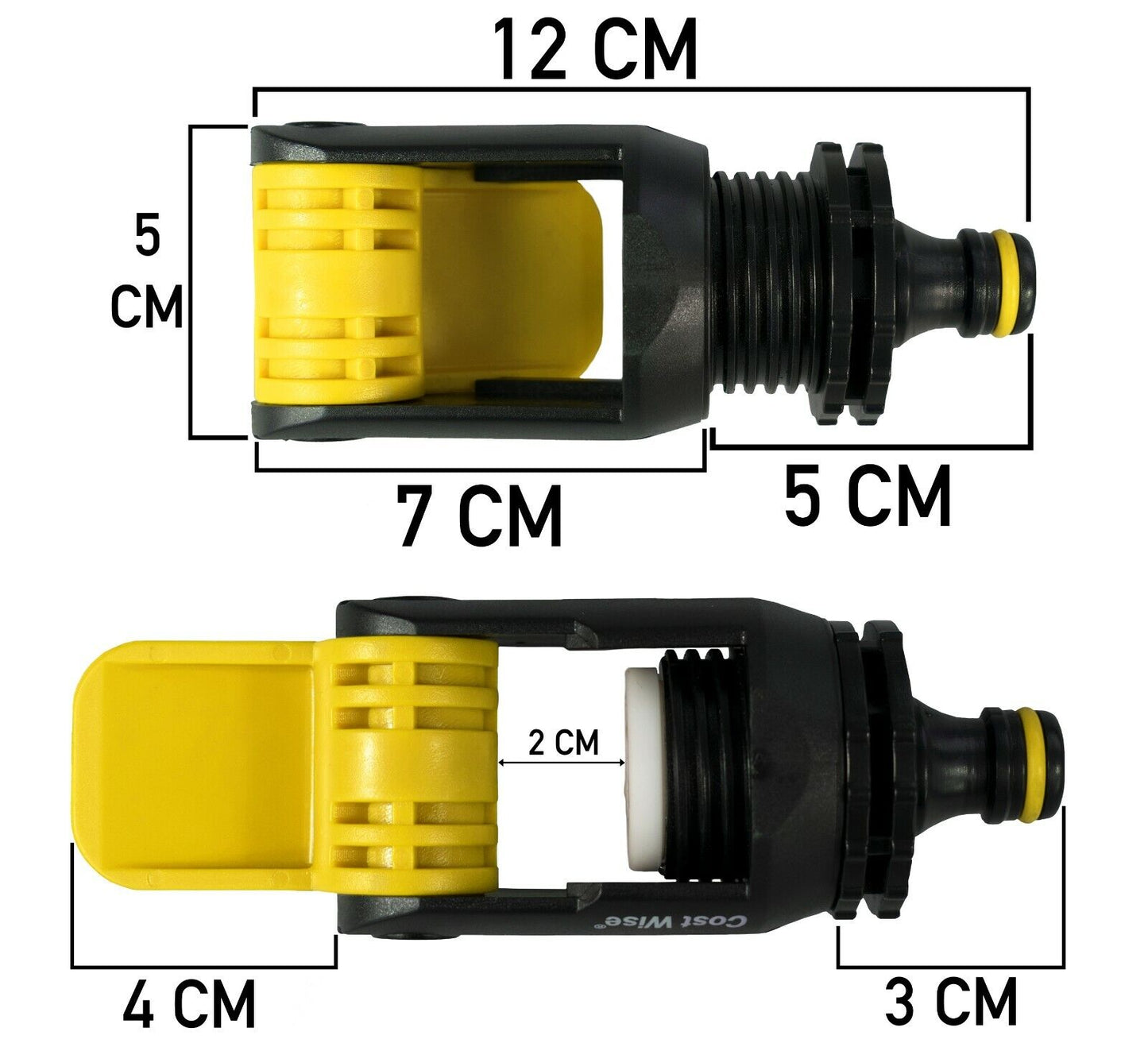 Kitchen Tap Connector to Garden hose Adaptor, Hozelock compatible - YELLOW