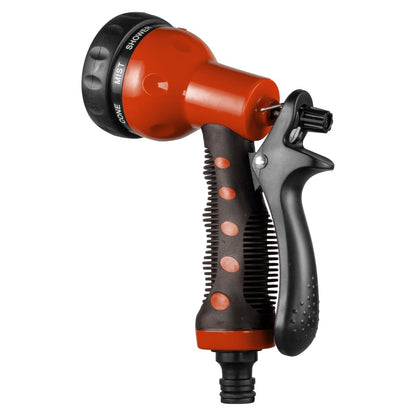 Multi-Pattern Water Sprayer Hose Gun, 8 Spray Options - Orange & Black