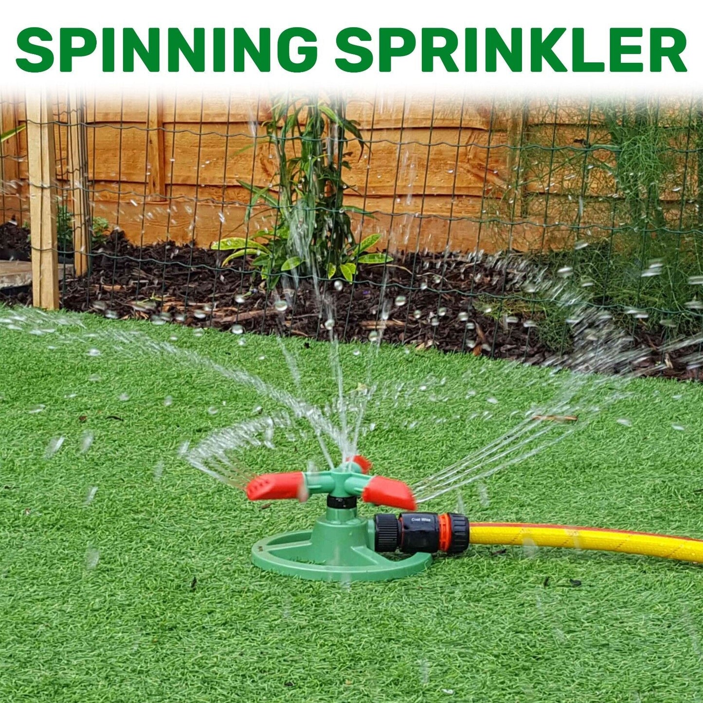 Automatic Lawn Sprinkler Garden Watering Adjustable Spinning 360 & Connector Kit