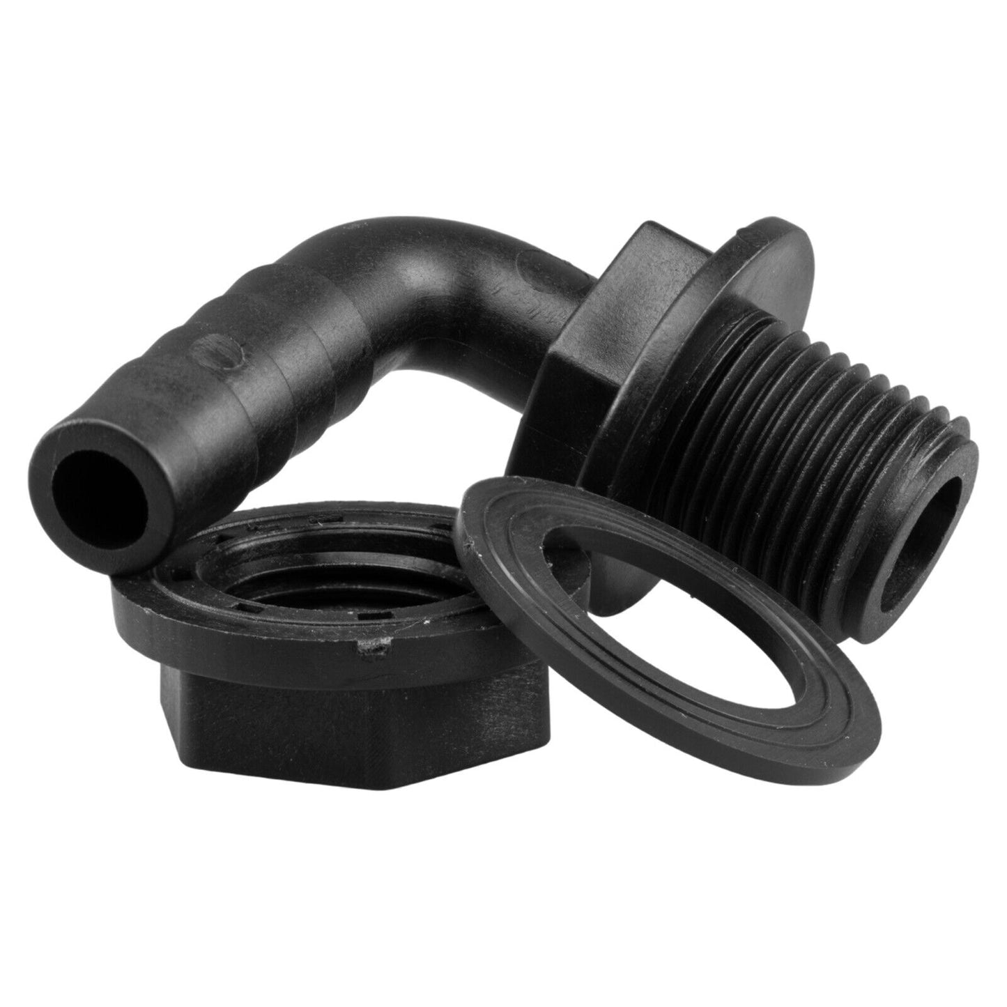 Water Butt Connector Adapter Tank Fitting 1/2" - 2" Barb Elbow 90° Pipe Outlet