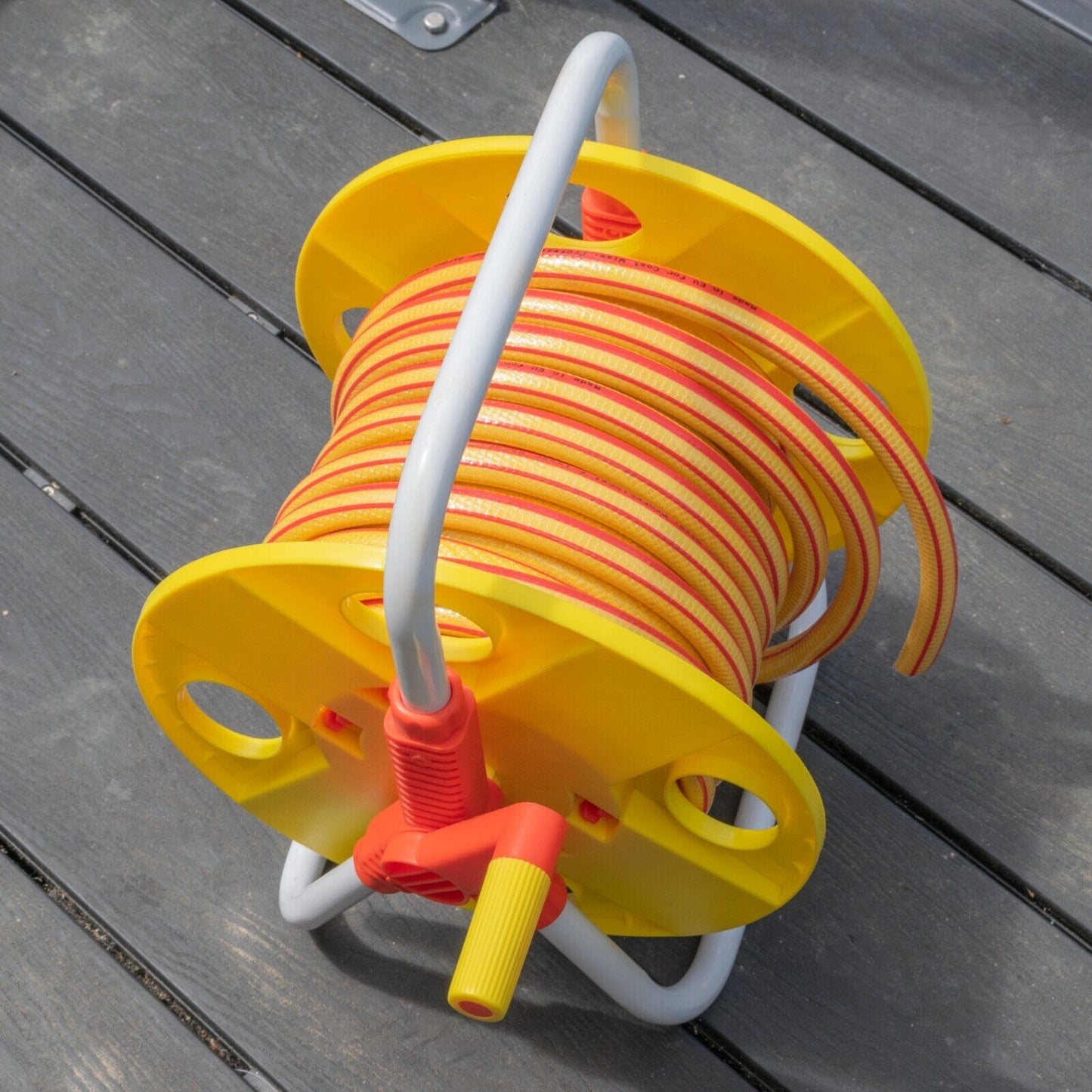 Hose Pipe Storage Reel Holder with 15m Premium 6-Layer Yellow Hose