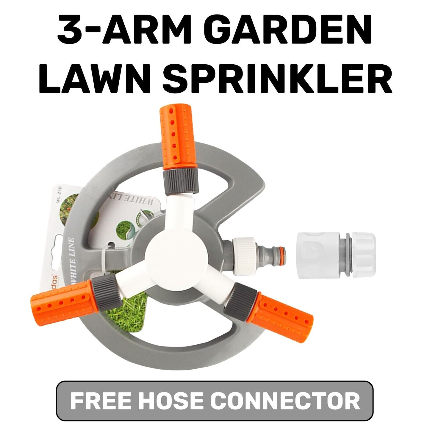 Garden Lawn Plants Water Automatic Sprinkler Spray Rotating 360 + FREE CONNECTOR