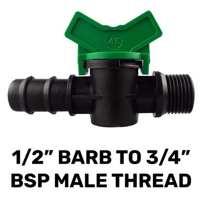 Garden Irrigation 13mm/16mm Barb, 1/2", 3/4" BSP Male & Female Plastic Valves