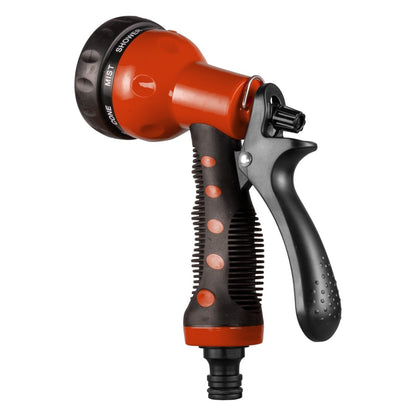 Multi-Pattern Water Sprayer Hose Gun, 8 Spray Options - Orange & Black