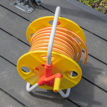 Hose Pipe Storage Reel Holder with 15m Premium 6-Layer Yellow Hose