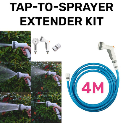 4m Outdoor Tap Garden Hose Extender Linking Connection Kit + Garden Hose Sprayer