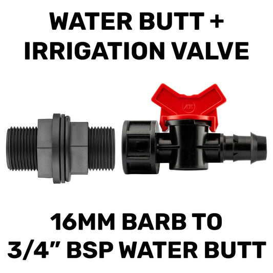 Water Butt Adapter Valve Outlet 3/4" BSP to 13/16mm LDPE 1/2" Porous Connector