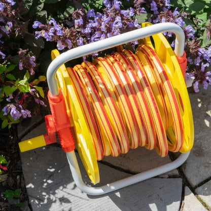 Hose Pipe Storage Reel Holder with 15m Premium 6-Layer Yellow Hose