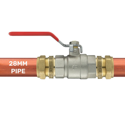 Brass Compression Ball Valve 15mm - 25mm Copper Pipe Plumber Fittings 1" - 1/2"