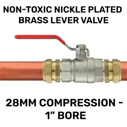 Brass Compression Ball Valve 15mm - 25mm Copper Pipe Plumber Fittings 1" - 1/2"