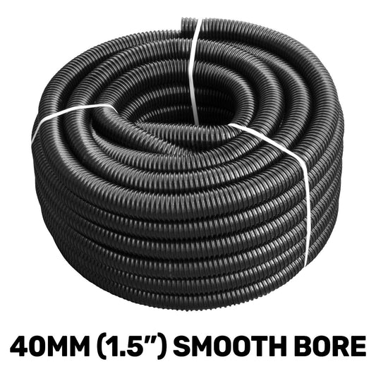 40MM BLACK BORE CORRUGATED FLEXIBLE POND HOSE PUMP GARDEN PIPE TUBE FISH MARINE