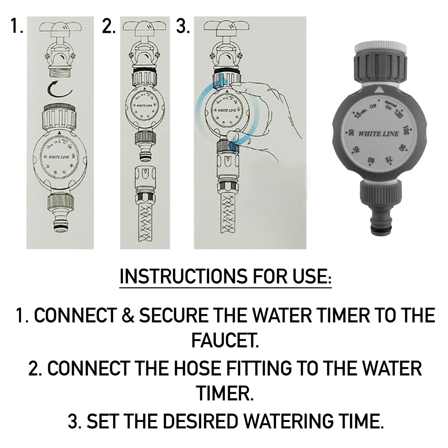 Garden Water Timer, Manual Mechanical Flow Controller, Hozelock Compatible