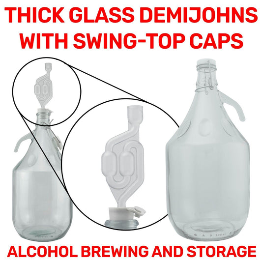 1 Gallon 5L GLASS DEMIJOHN Flip Top Cap Seals Home Brew Distilling Wine Making