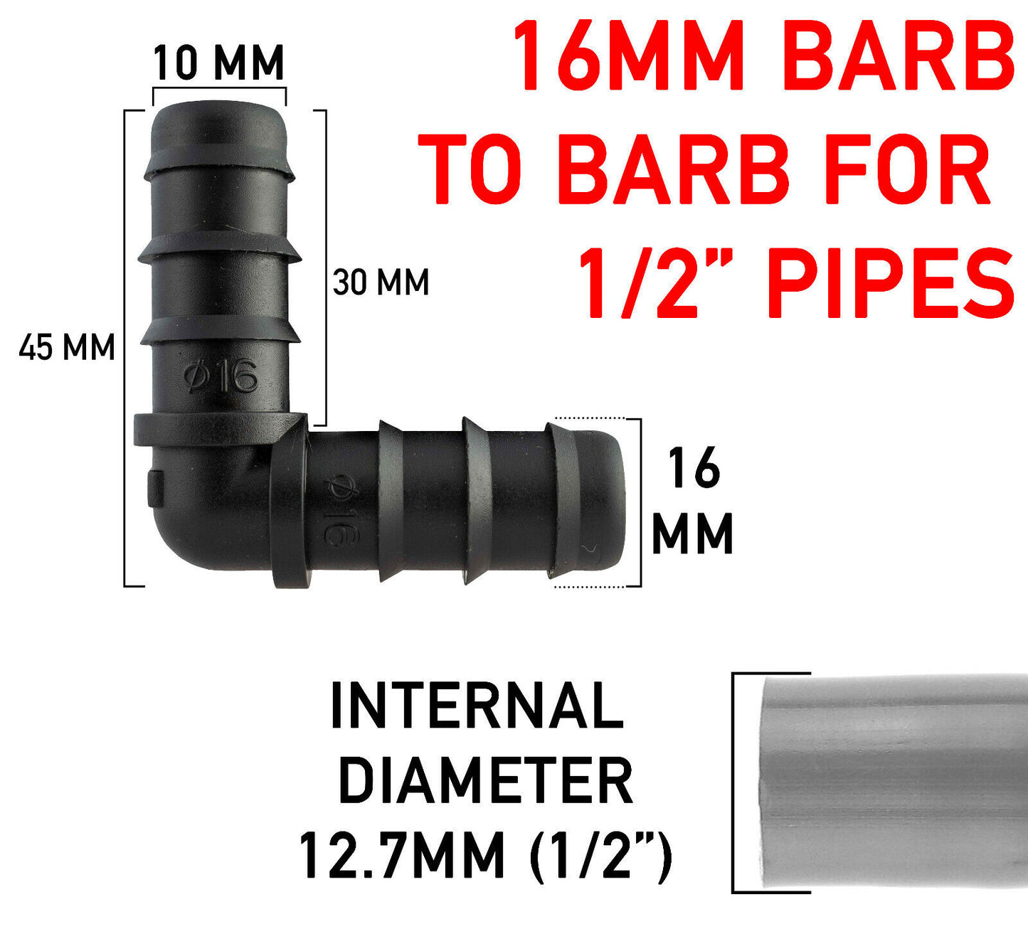 1/2" ELBOW CONNECTOR for Soaker/Leaky/Porous Garden Irrigation Systems