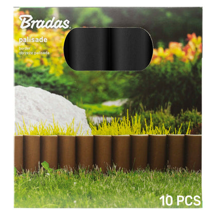 BLACK Garden Edging Flexible LAWN Wall Flowerbed Border, 2.5m Rigid LOG STYLE