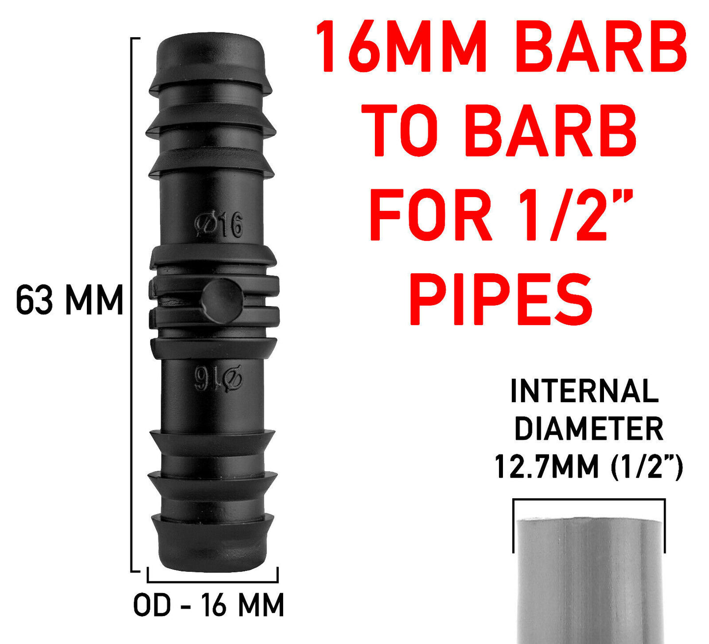 1/2" STRAIGHT JOINER CONNECTOR for Soaker/Leaky/Porous Garden Irrigation Systems