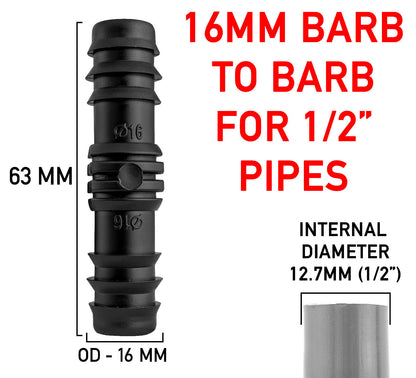 1/2" STRAIGHT JOINER CONNECTOR for Soaker/Leaky/Porous Garden Irrigation Systems