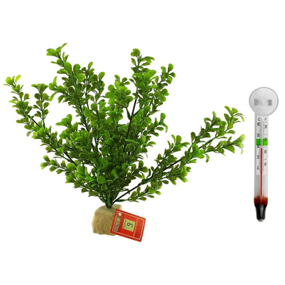 Plastic Fish Tank Aquarium Plant 35cm with FREE Glass Temperature Thermometer