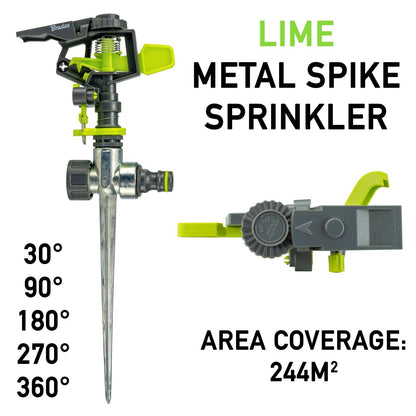 Professional Pulsating Adjustable Lawn Garden Watering Sprinkler, Ground Spike