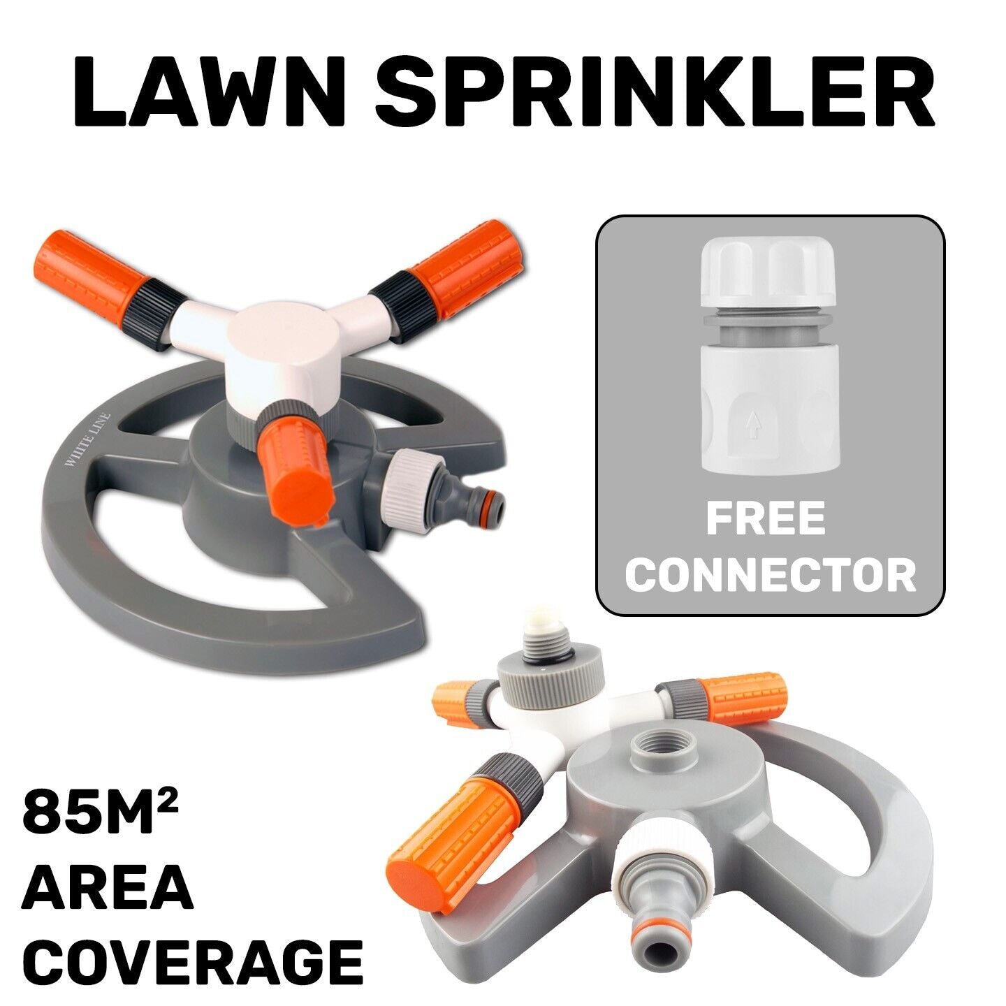 Garden Lawn Plants Water Automatic Sprinkler Spray Rotating 360 + FREE CONNECTOR