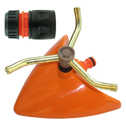 Small Rotating Leaf Sprinkler Orange Garden Lawn Plant Watering & Connector