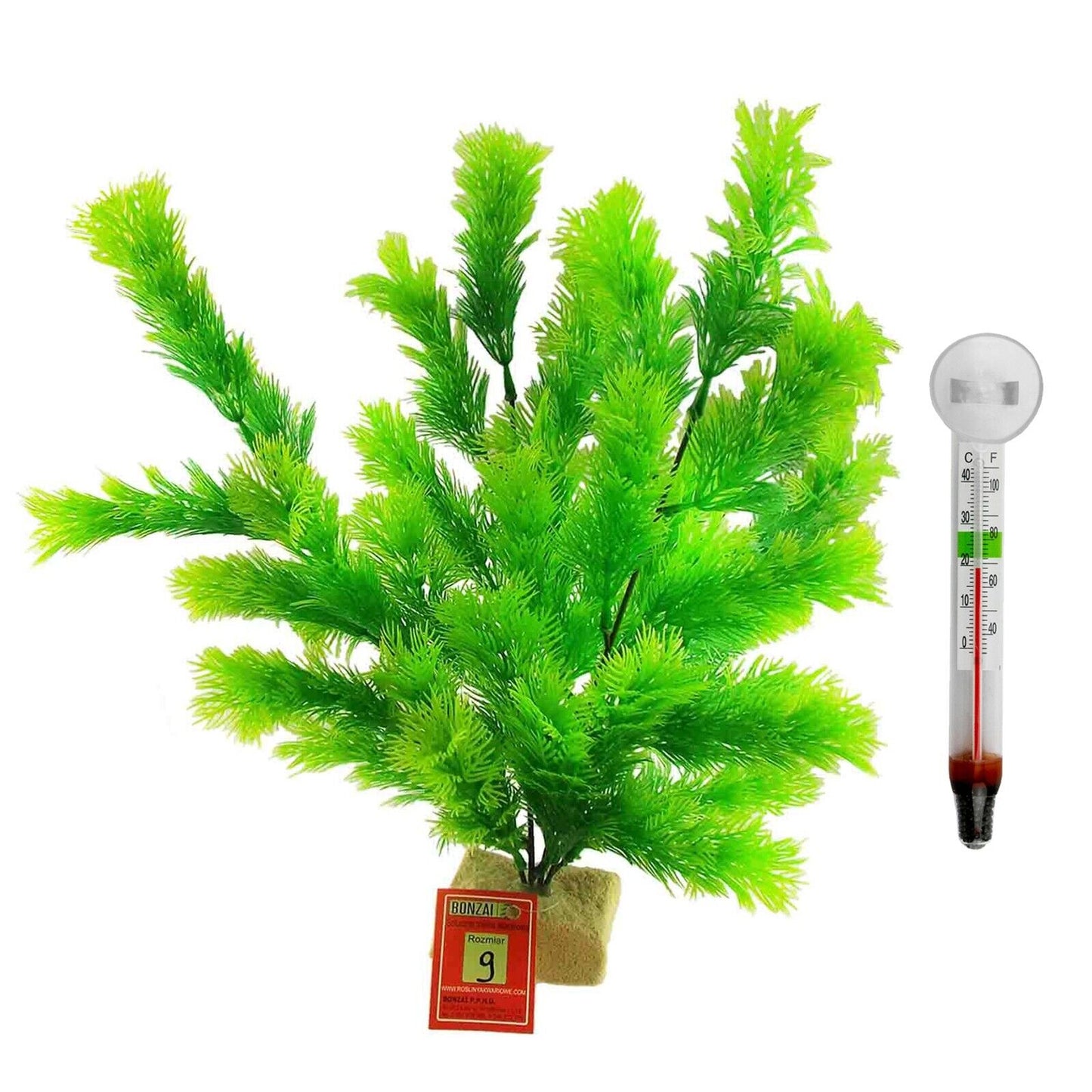 Aquarium Fake Plant 35cm Fish Tank Artificial Green Ornament Water + FREE THERMO