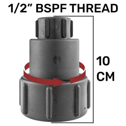 IBC 1/2" BSP Extender Fitting with Black Orange Dial Butterfly Tap Quick Connect