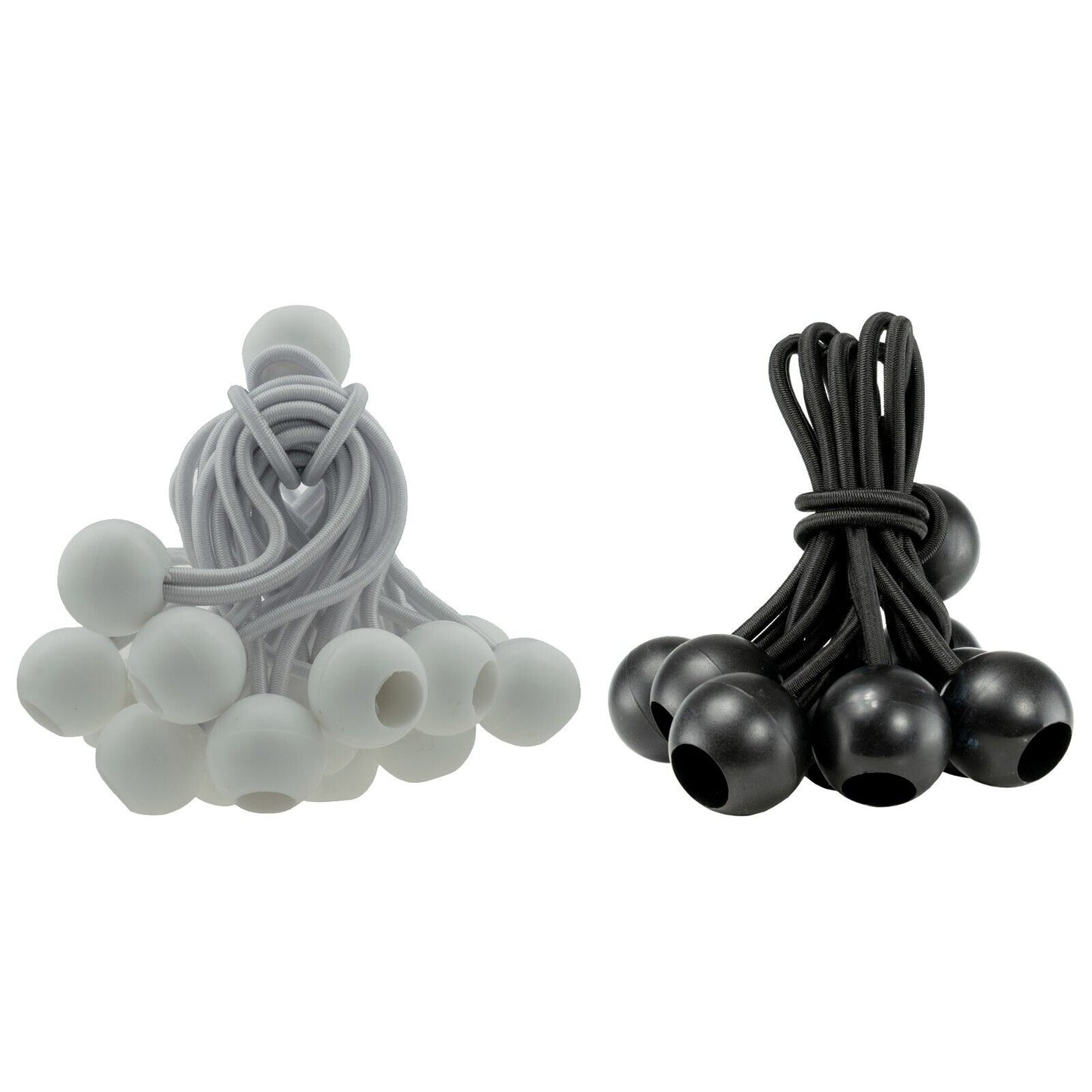 4" Black & White Bungee Balls, Elasticated Marquee Cord Shock Ties, 40 PACK UK