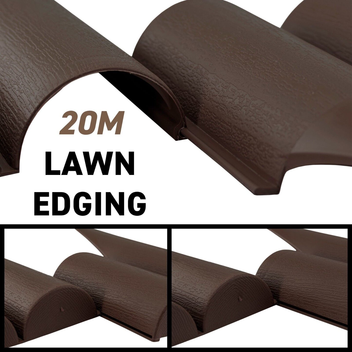 20m Wooden Log Picket Fence Stye Garden Wood Lawn Border Flower Edging Fencing