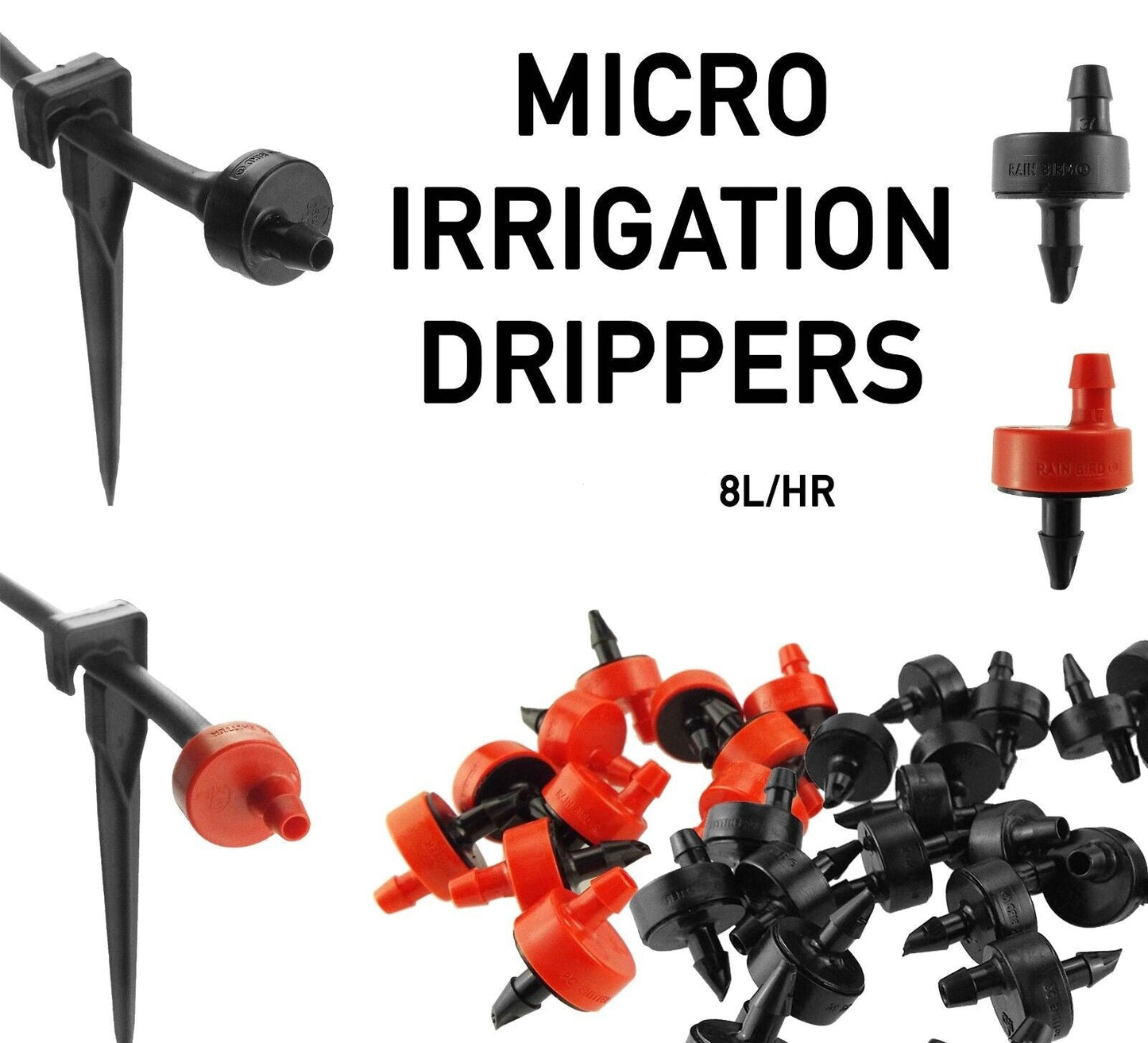 Micro Irrigation Button Drippers, Rainbird, Automatic Garden Watering, 8 LPH