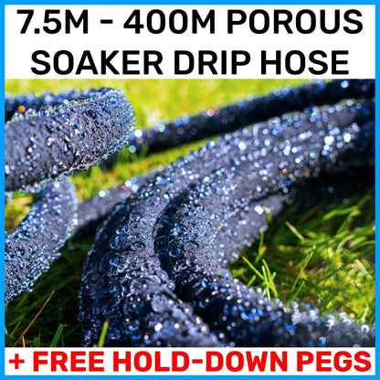 Soaker Hose Leaky Pipe Porous Irrigation - 7.5m - 200m + Free Pegs!