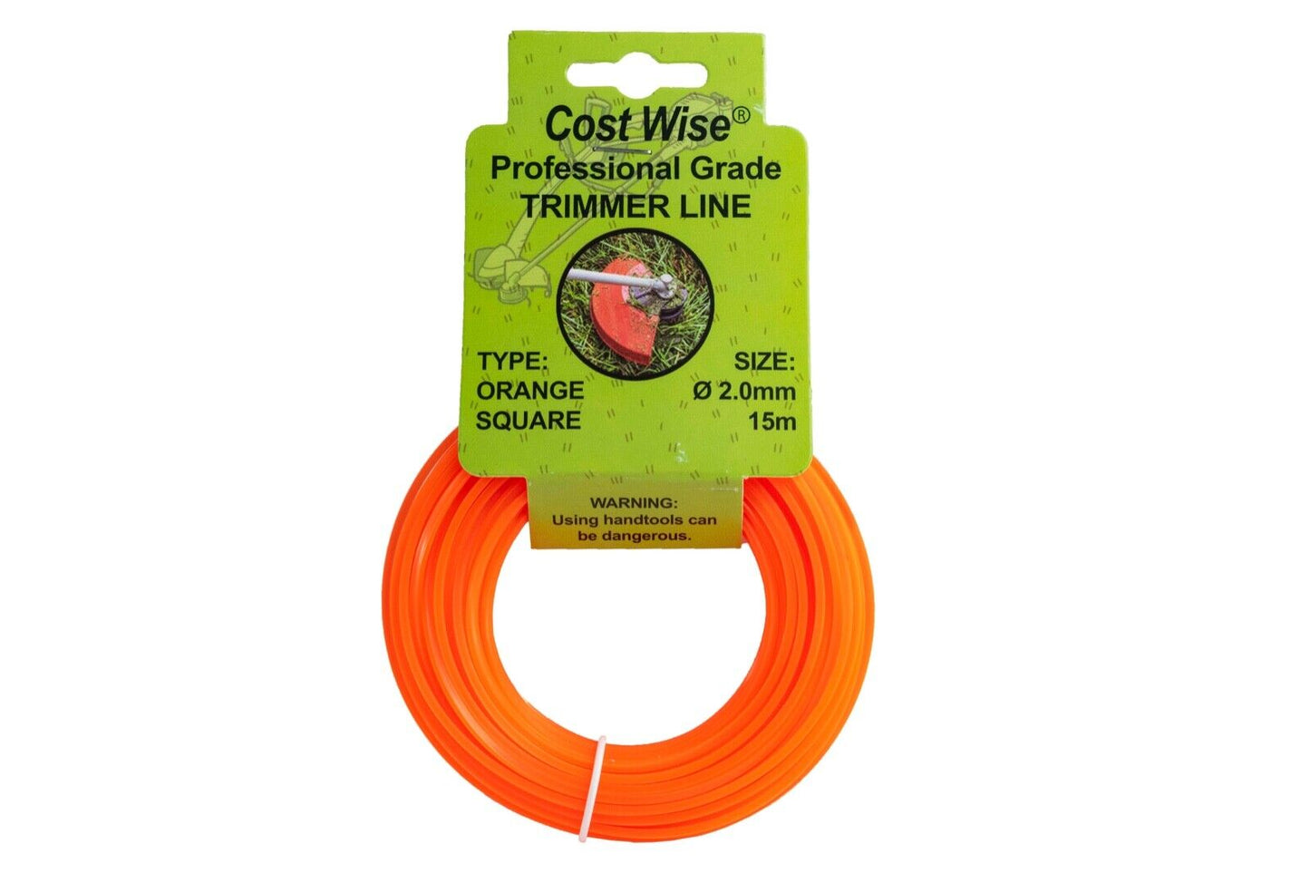 Orange SQUARE Strimmer Line, Strong 15M For Petrol Strimmers, up to 3MM THICK!