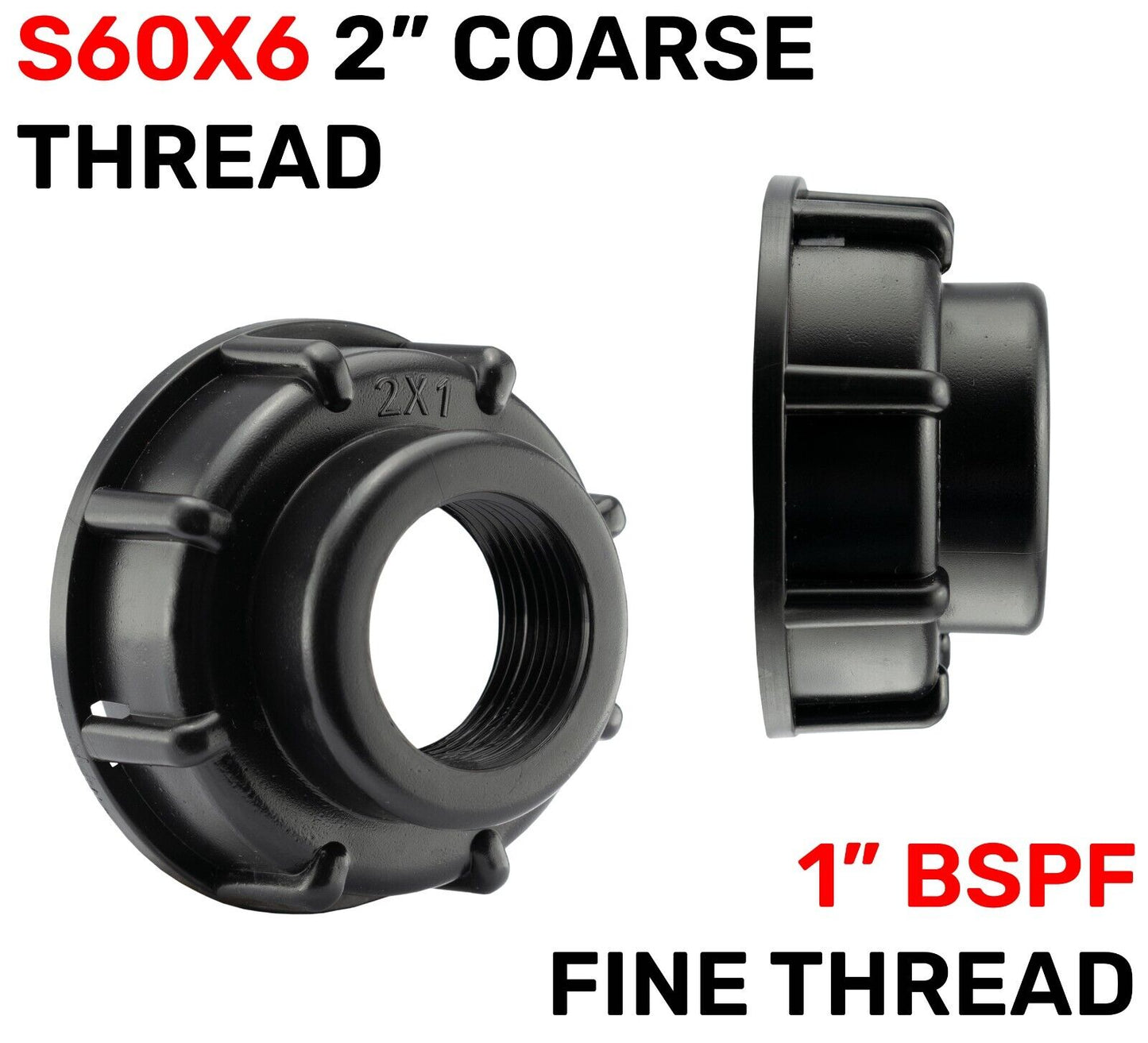 IBC S60X6 Storage Tank 1" BSP Female Cap Adapter Coarse to Fine Thread Adapter