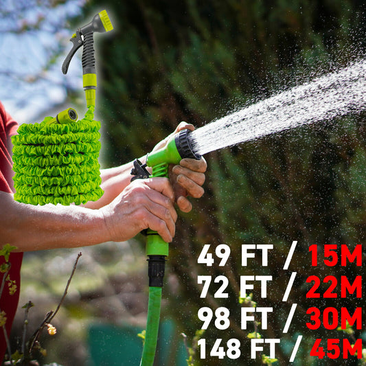 49FT-148FT Heavy Duty Expandable Flexible Garden Magic Water Hose Pipe Spray Gun