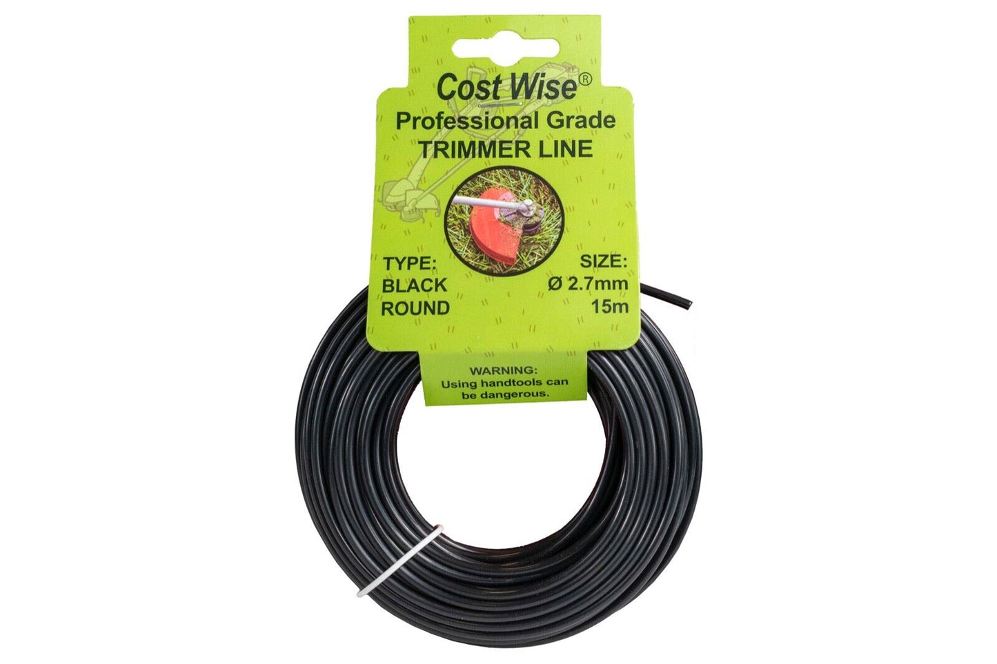 BLACK ROUND Strimmer Line, Strong 15M For Petrol Strimmers, up to 3MM THICK!