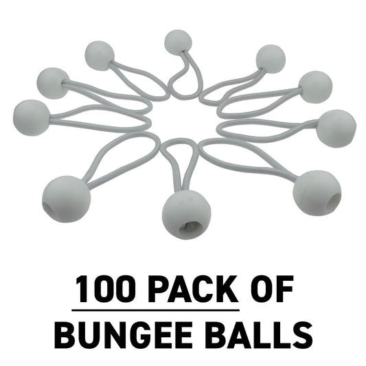 100 Pack Bungee Ball 6" Fastener White Marquee Shock Ties Elastic Toggle Tarp