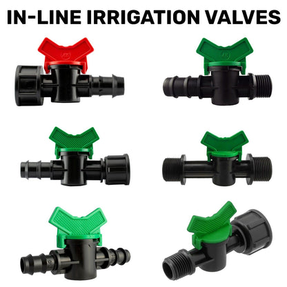 Garden Irrigation 13mm/16mm Barb, 1/2", 3/4" BSP Male & Female Plastic Valves