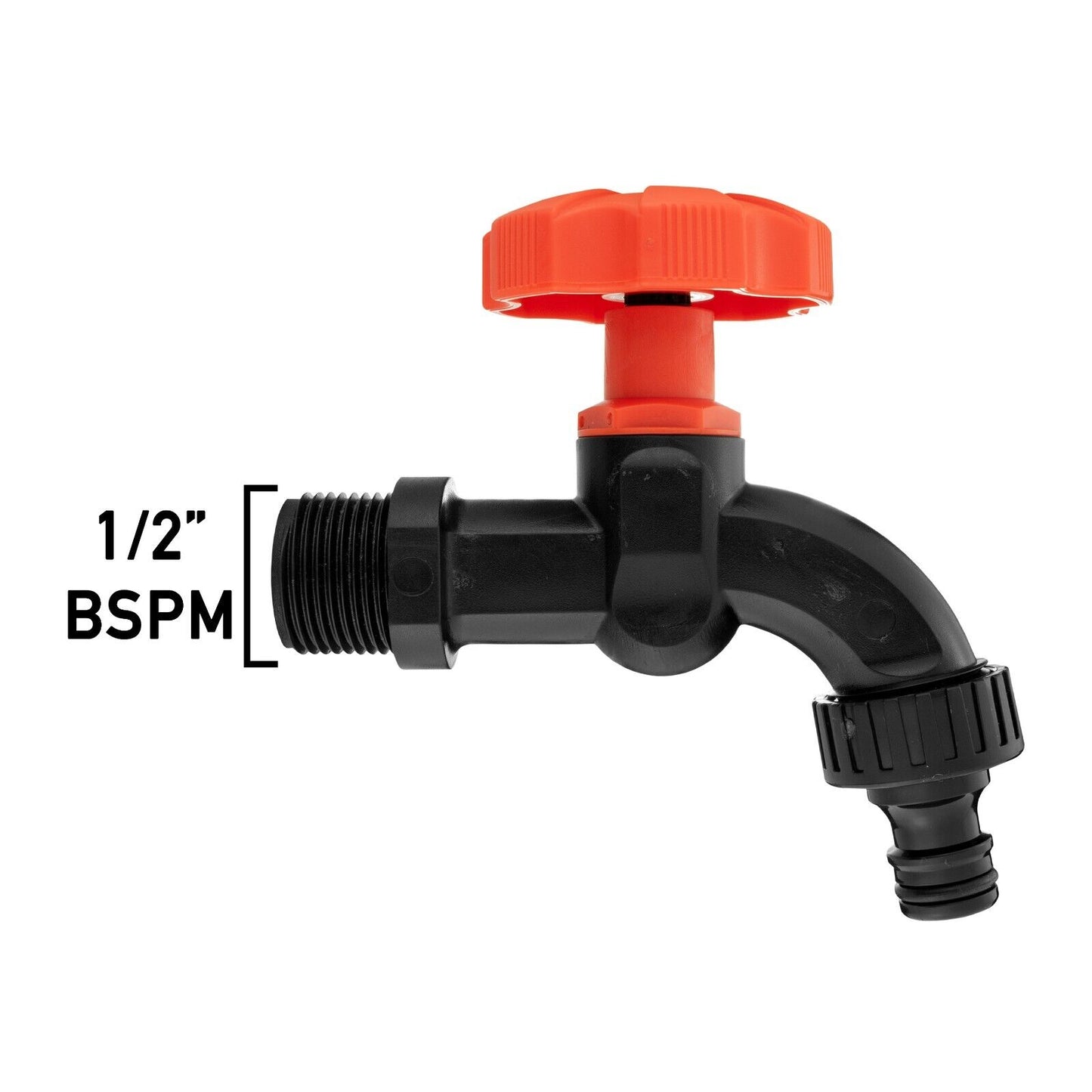 IBC 1/2" BSP Extender Fitting with Black Orange Dial Butterfly Tap Quick Connect