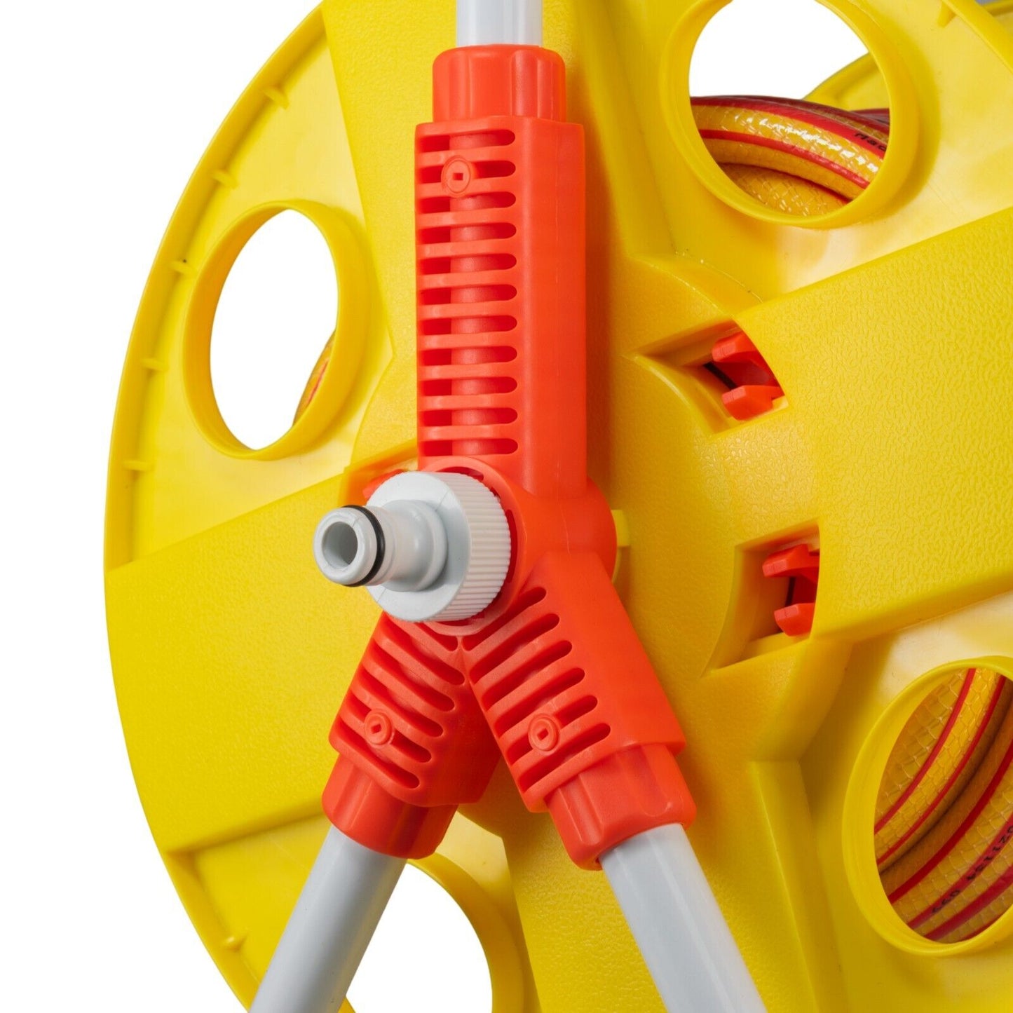 Hose Pipe Storage Reel Holder with 15m Premium 6-Layer Yellow Hose