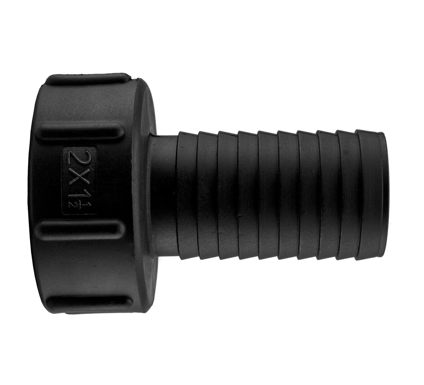 IBC S60X6 TANK ADAPTER 38MM HOSEPIPE OUTLET - 60MM COARSE THREAD TO BARB 1.5"