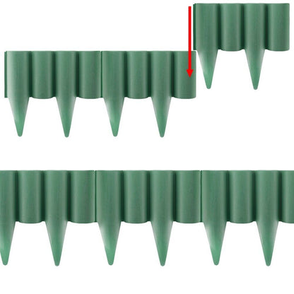 10m Green Long Garden Lawn Palisade Edging Border Wall Flowerbed, Wood Texture