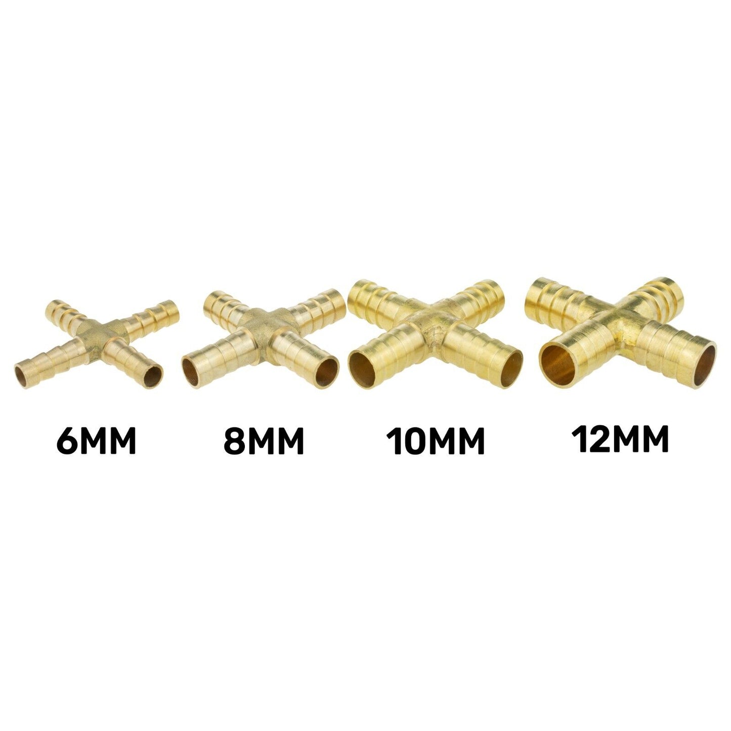 Solid BRASS Barbed 4-Way Compressor Splitter Connector for Pressure Air Gas Oil