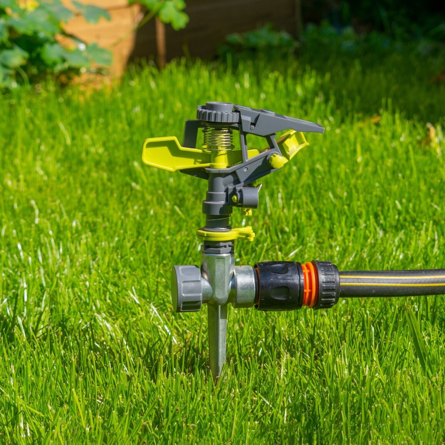 Professional Pulsating Adjustable Lawn Garden Watering Sprinkler, Ground Spike