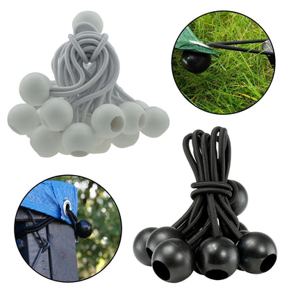 4" Black & White Bungee Balls, Elasticated Marquee Cord Shock Ties, 40 PACK UK