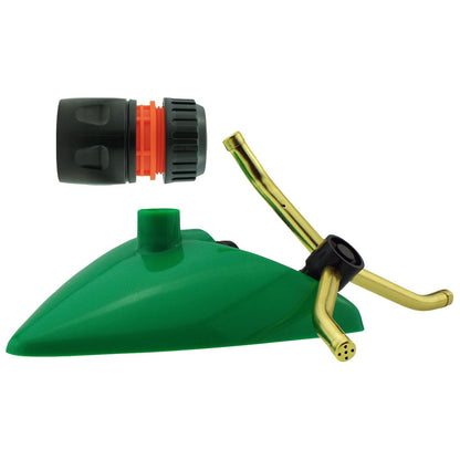 Small Rotating Lawn Sprinkler Green Leaf Style Garden Plant Watering & Connector